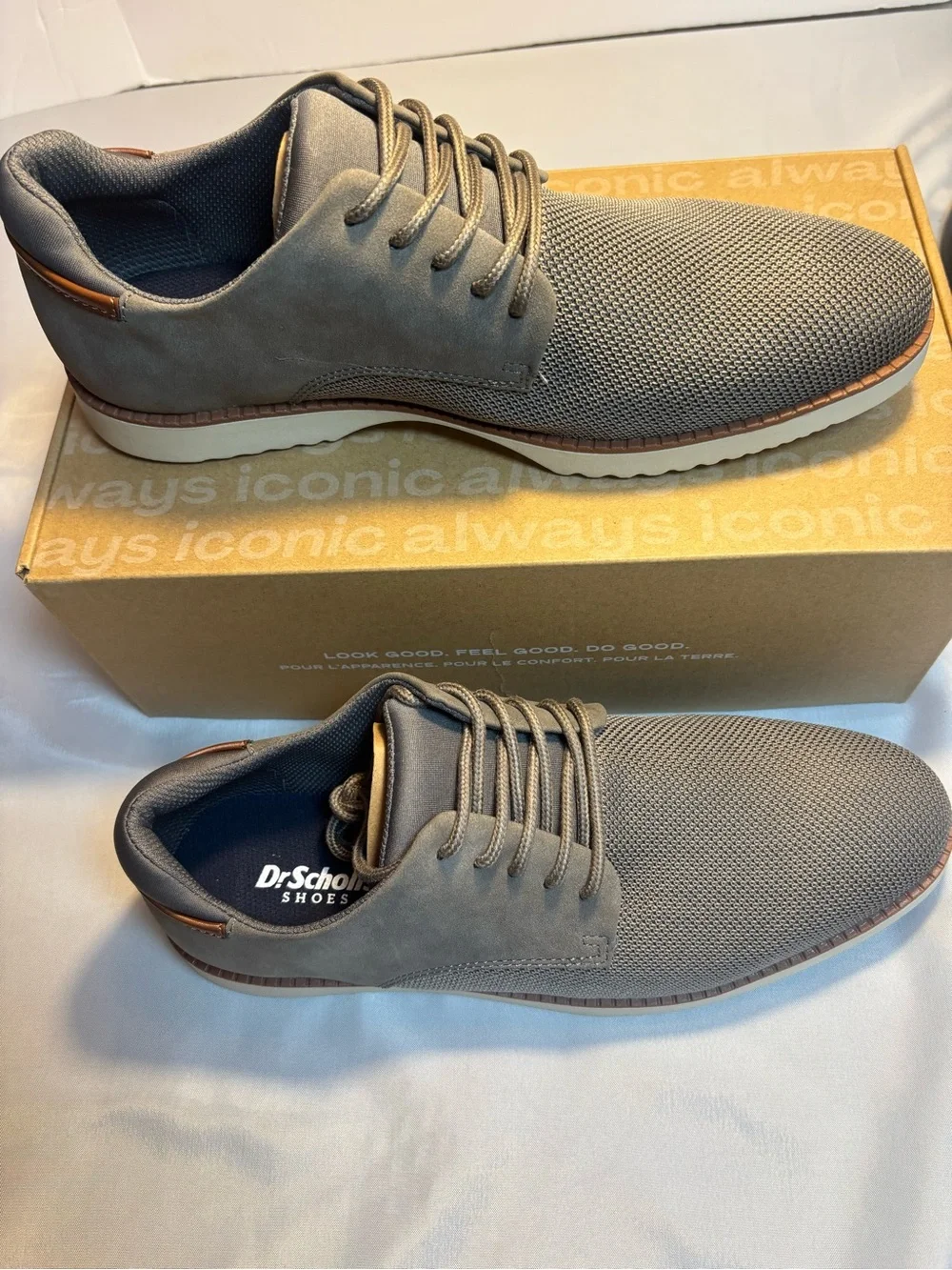Dr. Scholl's Sync Men's Lace-Up Preppy Oxfords in Gray Size 10 New